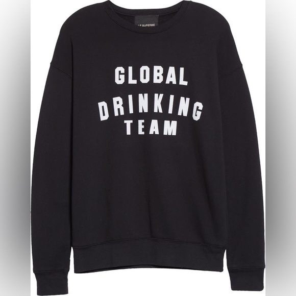 le superbe Tops - Le Superbe Global Drinking Team Graphic Crewneck Sweatshirt in Black size XS